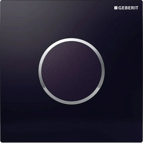 Geberit Typ 10 placca di copertura, rotonda: placca: nero / lucido, anello di design: cromo / lucido, 241925KM1