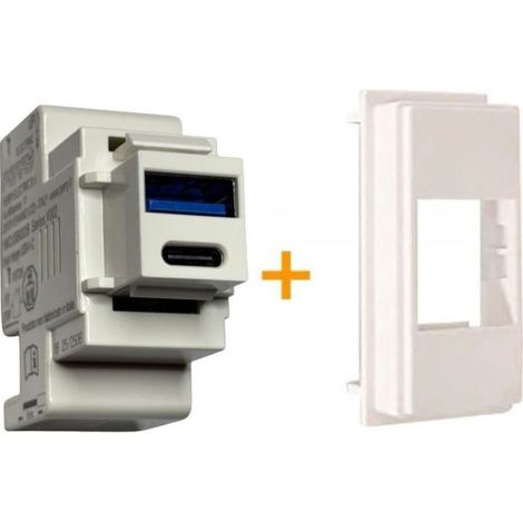 Perry presa USB A + C 3A compatibile BTcino Living Now Bianco - 1MCUSB002B