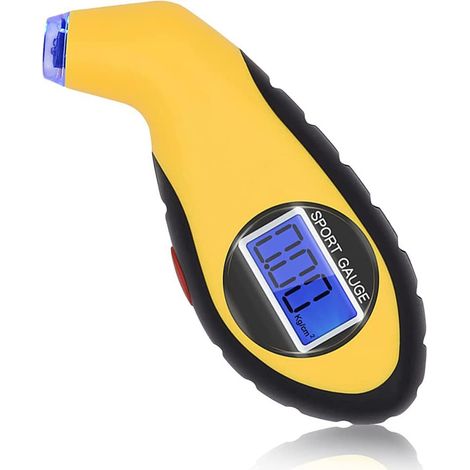 Manomètre numérique de pression des pneus, écran LCD rétroéclairé avec poignée antidérapante, conception compacte et portable pour une mesure précise, LED avec lampe torche pour voitures (1/5)