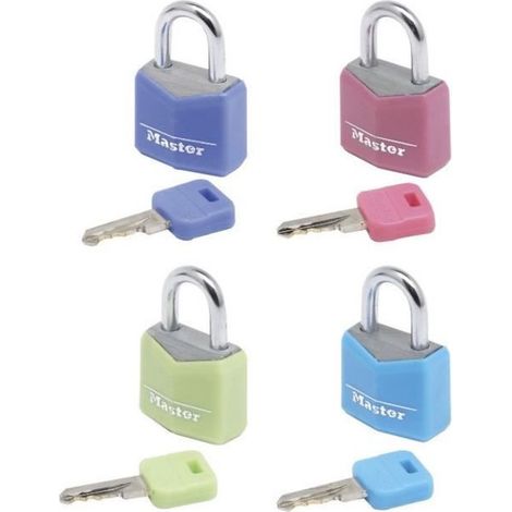 MASTER LOCK Set di 4 lucchetti da 20mm - Colori assortiti - Per bagagli, valigie, zaini (1/5)