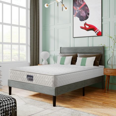Federkernmatratze 160x200 cm, 7-Zonen-Matratze mit Kaltschaum, 25 cm Höhe und Härtegrad H3, Federn und Schaum, Weiß