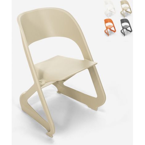 Sedia in plastica design moderno impilabile per bar feste ed eventi pubblici Nest - Beige