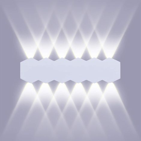 Applique murale LED 12 W 31 cm pour intérieur, éclairage blanc moderne, spot haut/bas, en aluminium, lumière blanche froide 6000 K (1/5)