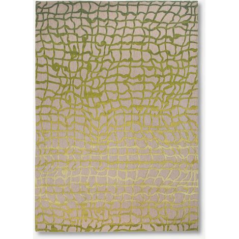 DEDALO DESIGN - ALFOMBRA CONTEMPORÁNEA DE MAD MEN - Hecha en Bélgica  - Acabado a Mano - Antideslizante Natural - 100% Poliéster - Verde República - 80 x 150 CM