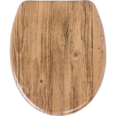 Abattant WC Homseat Duroplast aspect bois fermeture douce déclipsable universel (1/5)