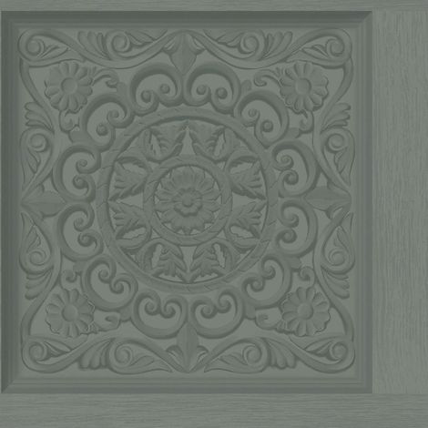 Holden Decor Ornate Panelled Dark Teal Wallpaper Modern Floral Feature Wall (1/4)