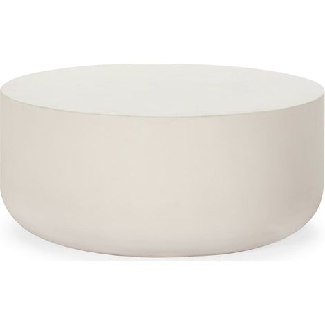 Table à café ronde blanc ciment au design minéral élégant - blanc minéral effet ciment