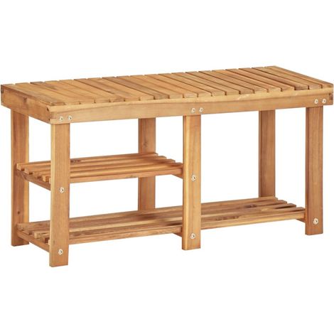 Estantería de zapatos de madera maciza de acacia 90x32x46 cm vidaXL (1/5)