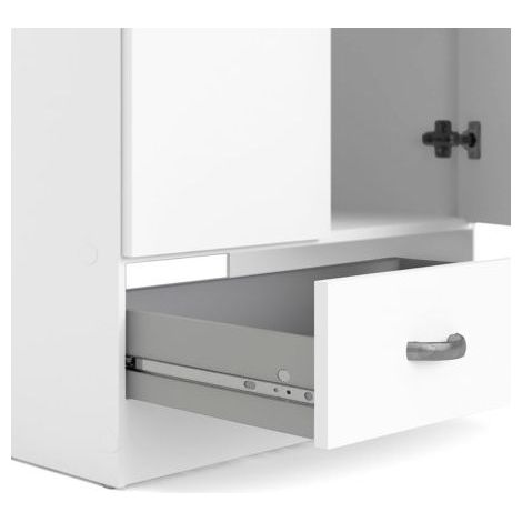 Dmora – Armoire 2 portes battantes 1 tiroir – Structure en tôle laminée – Dimensions 79 x 170 x 35 cm – Blanc – Résistante aux chocs et rayures