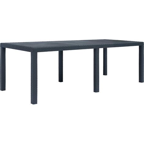 vidaXL Mesa de jardín de plástico aspecto ratán gris 220x90x72 cm (1/5)