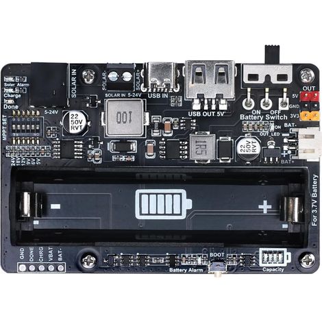 Solar Energy Manager MPPT Solar Charger Controller for 5V-24V Panels, 3.7V 18650 with USB/DC-044/KF128L-2P Terminals, Overcharge Protection, Compatible with Raspberry Pi (1/5)
