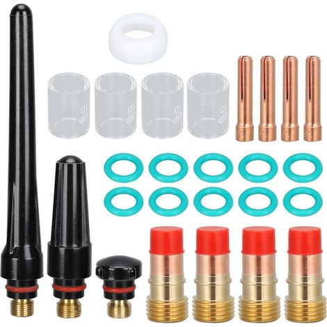 Set accessorii sudura TIG, cupe sticla, piulite metalice, piese de schimb, pentru posturi WP-17, WP-18, WP-26, kit complet, rezistent, utilizare profesionala