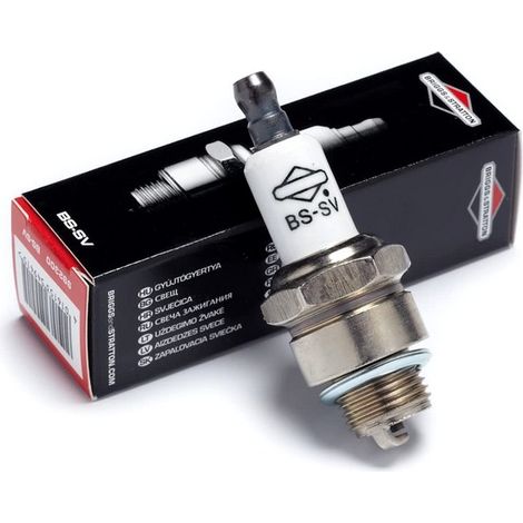 Briggs & Stratton – Bougie d'allumage moteur pour tondeuse – Soupapes latérales – Dimensions clé 21 mm – Calibre filetage 14 mm – Portée 10 mm