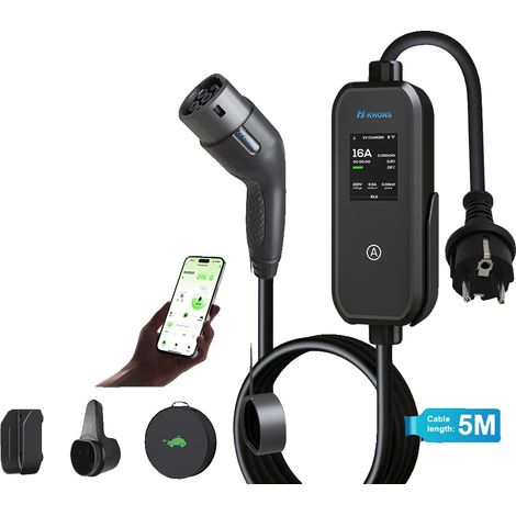 Chargeur EV Portable, Contrôle Bluetooth, Câble TPU Durable, noir (1/2)