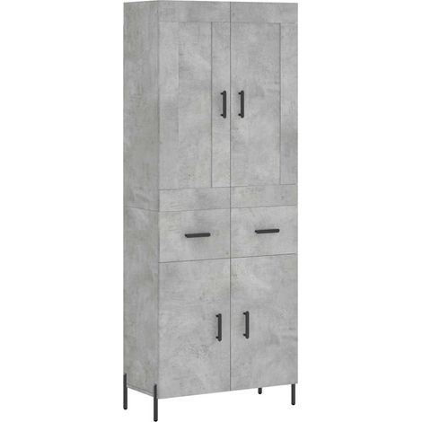 Maison Exclusive - Buffet haut Gris béton 69,5x34x180 cm Bois d'ingénierie (1/5)