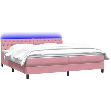 vidaXL Letto a Molle con Materasso e LED Rosa 180x210 cm in Velluto (1/5)