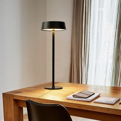 Lampe de table LED rechargeable par USB, pour intérieur et extérieur, idéale pour salle à manger, salle de lecture, chambre, jardin, etc. / Noir [Classe énergétique G] (1/5)