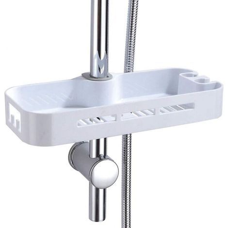 Duschablage, Badezimmer-Organizer mit 2 Shampoo-Haken, kompatibel mit 23-25 mm Schienen, kein Bohren erforderlich. (1/4)