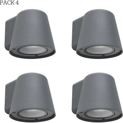 Forlight Cone - 4 Apliques de Pared Exterior de 1 Foco GU10 con IP44 de Color Negro
