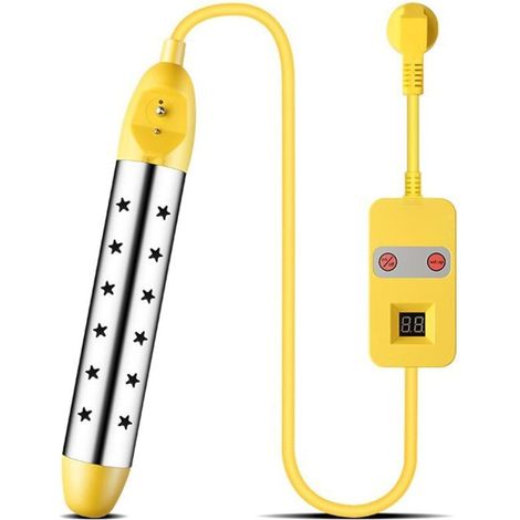 Chauffe-Eau a Immersion 2500W, Chauffe-Piscine avec Affichage de Température LED et Contrôleur de Température, Thermoplongeur Electrique Portable en Acier Inoxydable pour Piscine, Seau, Baignoire