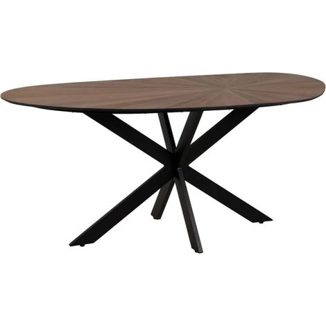 Table à manger 178 cm MDF naturel et métal noir ÉBULIE (1/5)