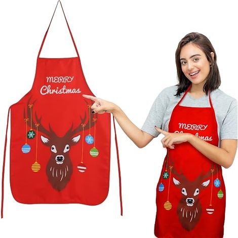 Tablier de cuisine rouge de Noël, tablier de Noël, tablier de cuisine, chef de fête, grillades, pâtisserie, restaurant (1/5)