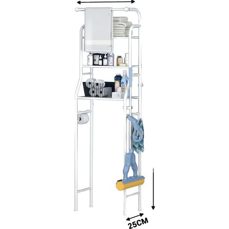 Étagère de Salle de Bain, Design à 3 Niveaux, Étagère Amovible, BLANC (1/2)