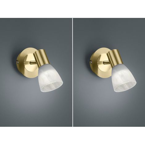 2er Set LED Wandstrahler Messing mit Glas Lampenschirm, Breite 10cm (1/5)