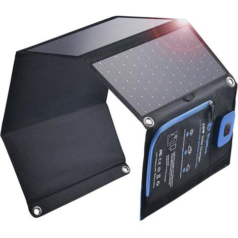 Panneau solaire pliable BigBlue 28W avec ampèremètre numérique, étanche IP44, ports USB-C et USB-A KIT DE SURVIE (1/5)