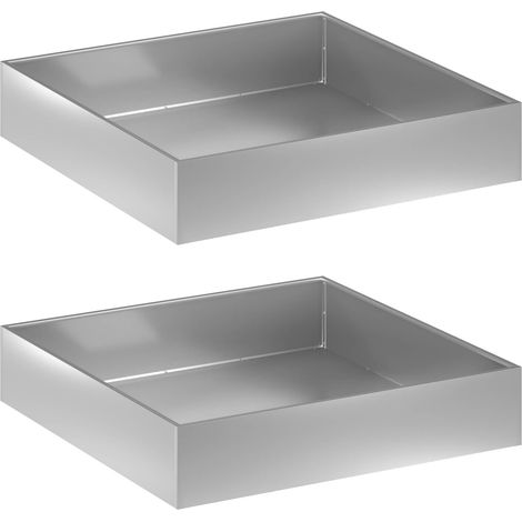 Garden Planter 2 pcs Silver 80 x 80 x 20 cm Galvanised Steel vidaXL