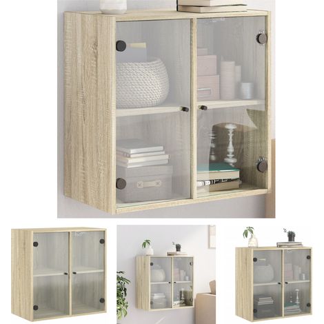 The Living Store Wandschrank mit Glastüren Sonoma-Eiche 68x37x68,5 cm - Aufbewahrungsschränke & Schließfächer (1/5)