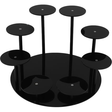 Acrylic Cupcake Stands Stable Round Anime Figure Doll Platter Display Stand for Wedding Birthday Party Black (1/5)