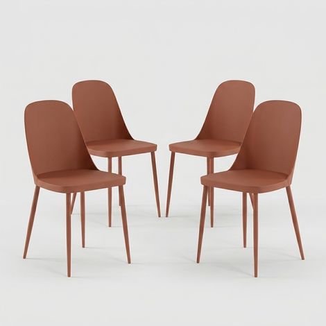 Set de 4 sillas de cocina modernas de polipropileno y metal Athena - Óxido (1/5)