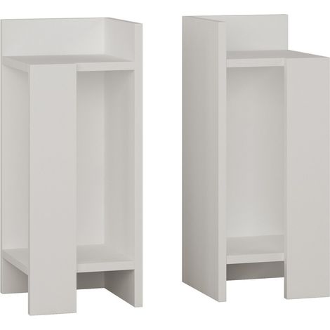 Lot de 2 tables de chevet en bois "Elos" - 25 x 27 x 60 cm - Blanc (1/3)
