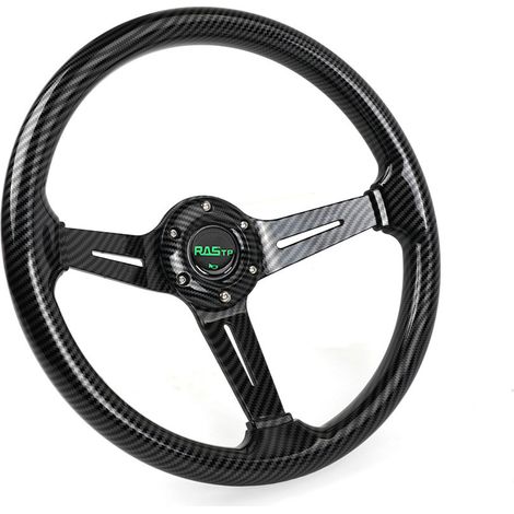 14-inch carbon fiber steering wheel, 345mm, racing-style modified steering wheel - carbon fiber - ABS material - water transfer printing (1/4)