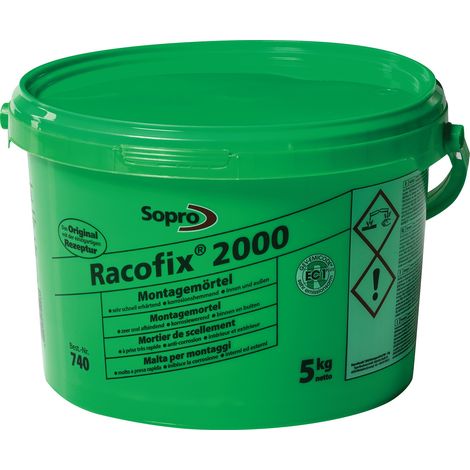 Malta di montaggio Racofix® 2000 1: 3 (acqua / malta) secchio da 5 kg SOPRO