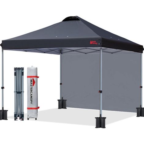 Pop-Up Pavillon 3x3m Festzelt mit Seitenwand Schwarz + Zubehör (1/5)