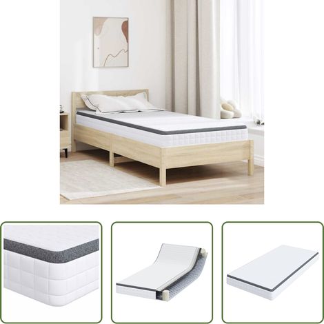 Confort modéré - Matelas Blanc et Gris 90 x 190 cm Printemps Bonell (1/5)