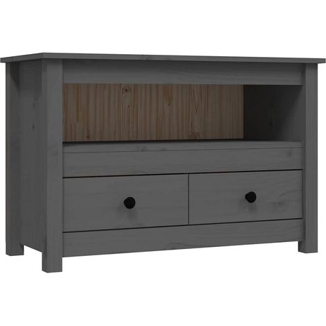 Meuble TV, Étagère TV, Meuble de Salon, Gris 79x35x52 cm Bois de pin massif OIB2260E (1/5)