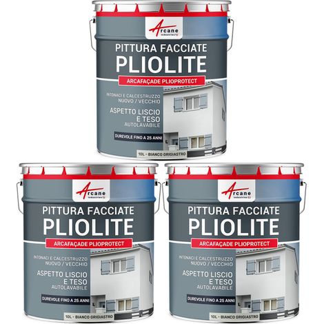 Pittura alla pliolite : per facciate e stucco - ARCAFAÇADE PLIOPROTECT - 3 x 10 L Bianco grigiastro - RAL 9002 - ARCANE INDUSTRIES (1/5)