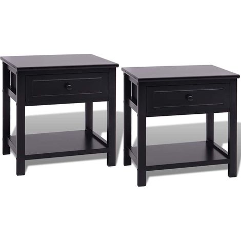 Nachttisch 2er Set Schwarz Holz