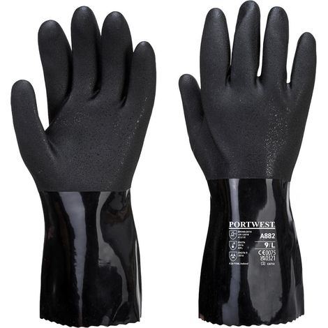 Handschuh Chemie PVC ESD Farbe: Schwarz Größe M - Portwest
