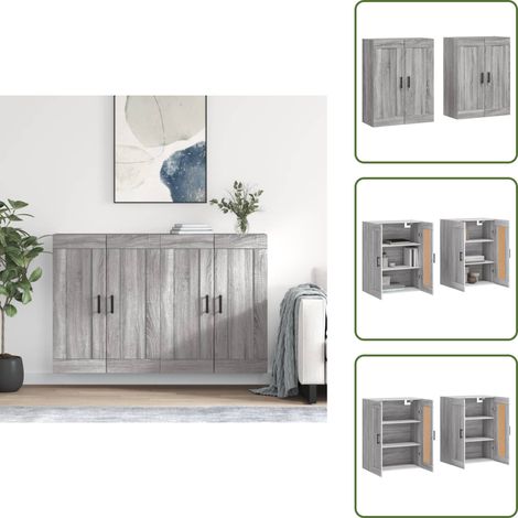 Armoires murales 2 pcs sonoma gris bois d'ingénierie - Armoire Murale - Meuble Rangement - Buffet - Commode - Étagère Murale (1/5)