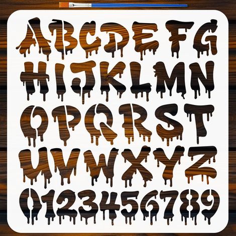 Pochoir Lettres Dessin avec un Pinceau 30x30cm Lettres et Chiffres Pochoir Style Graffiti Pochoirs Réutilisables Modèles de Dessin PET pour Décoration Murale Sol Carrelage Bois Art DIY (1/5)