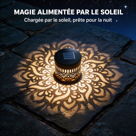 Applique murale solaire extérieure lumière chaude projection mandala 5W étanche IP65 réf 2252 500 g – Livraison gratuite