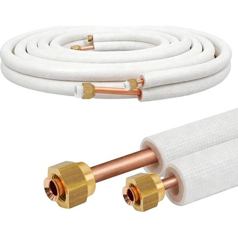 4m Kältemittelleitung 1/4" + 3/8" Zoll - Kupferleitung Isoliert - Kupferrohr Montage-Set für Split-Klimaanlagen (1/5)