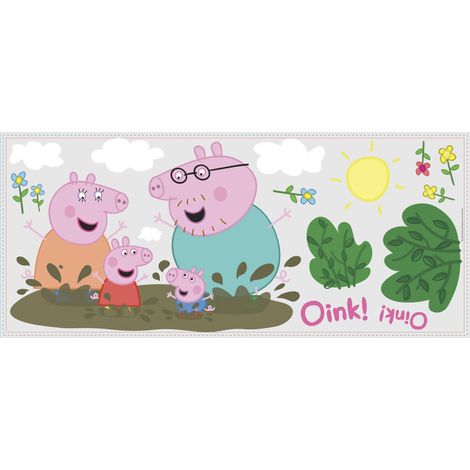 Sticker géant repositionnable Peppa Pig jouons dans la boue 45,7CM X 101,6CM (1/3)
