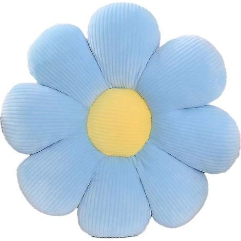 Coussin fleuri, coussin décoratif en forme de fleur, coussin de sol fleuri, coussin d'assise, décoration mignonne pour la chambre et coussin moelleux - 40 x 40 cm - bleu et jaune (1/5)
