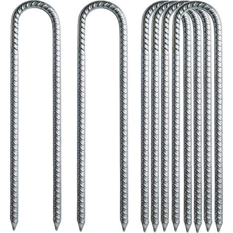6 Stück 30CM U-förmige Erdnägel, verzinkter Stahl Zeltanker, Trampolin-Haken zur Sicherung von Zäunen, Zelten, Überdachungen, Camping, Trampolinen (1/5)