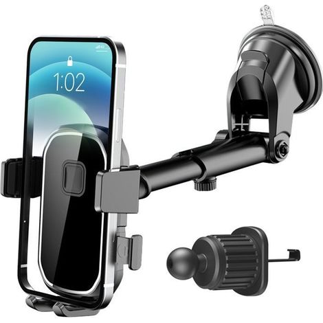 Support de téléphone M4 - Rotation 360° - Ventouse et aérateur - Fixation flexible (1/4)